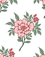 Pink Crimson Floral Foliage Sprigs Rug