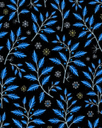 Vivid Blue Branch White Flower Rug