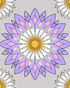 Pastel Purple White Floral Sunburst Rug