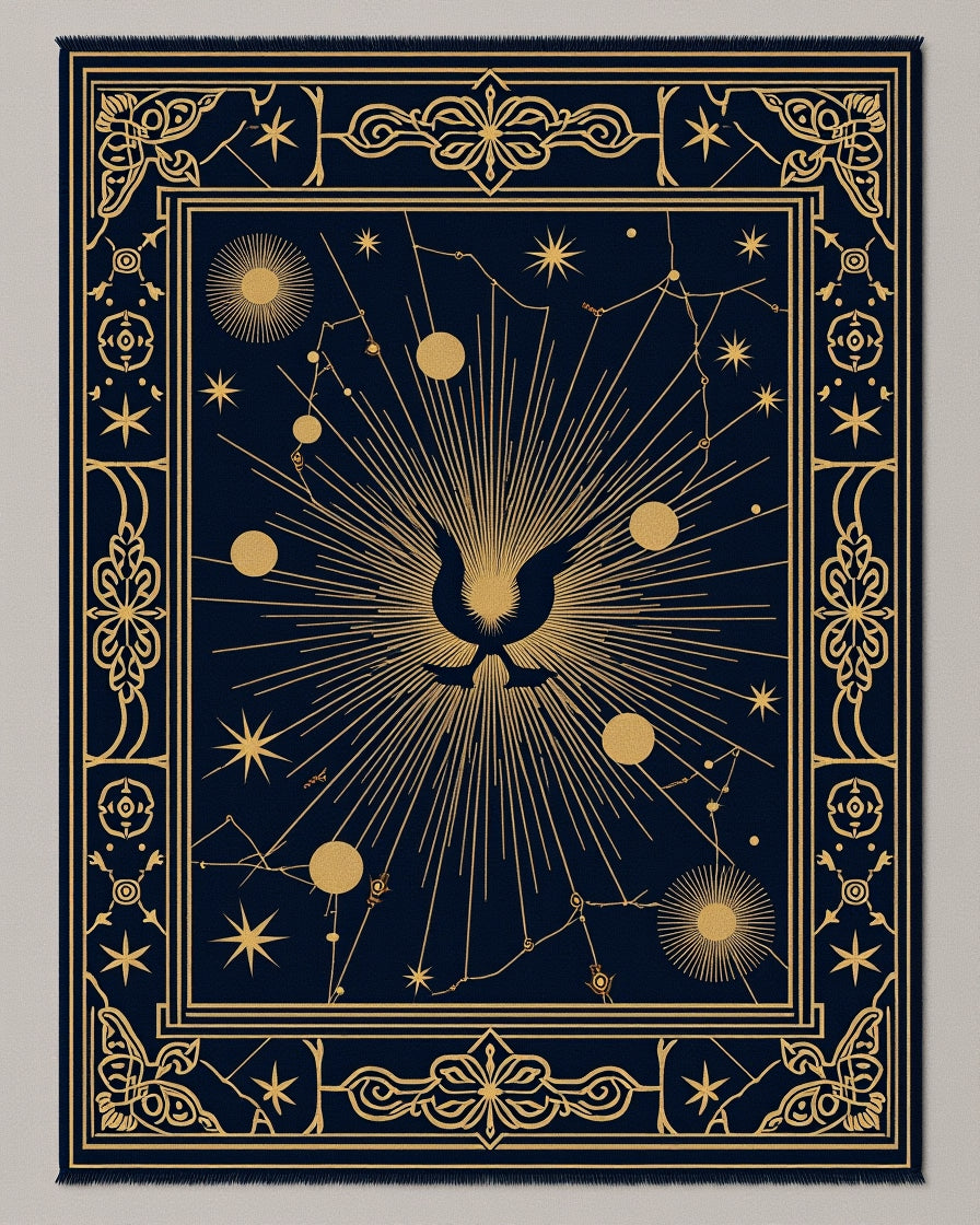 Cosmic Celestial Sunburst Constellation Rug