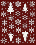 White Snowflakes Christmas Trees Burgundy Rug