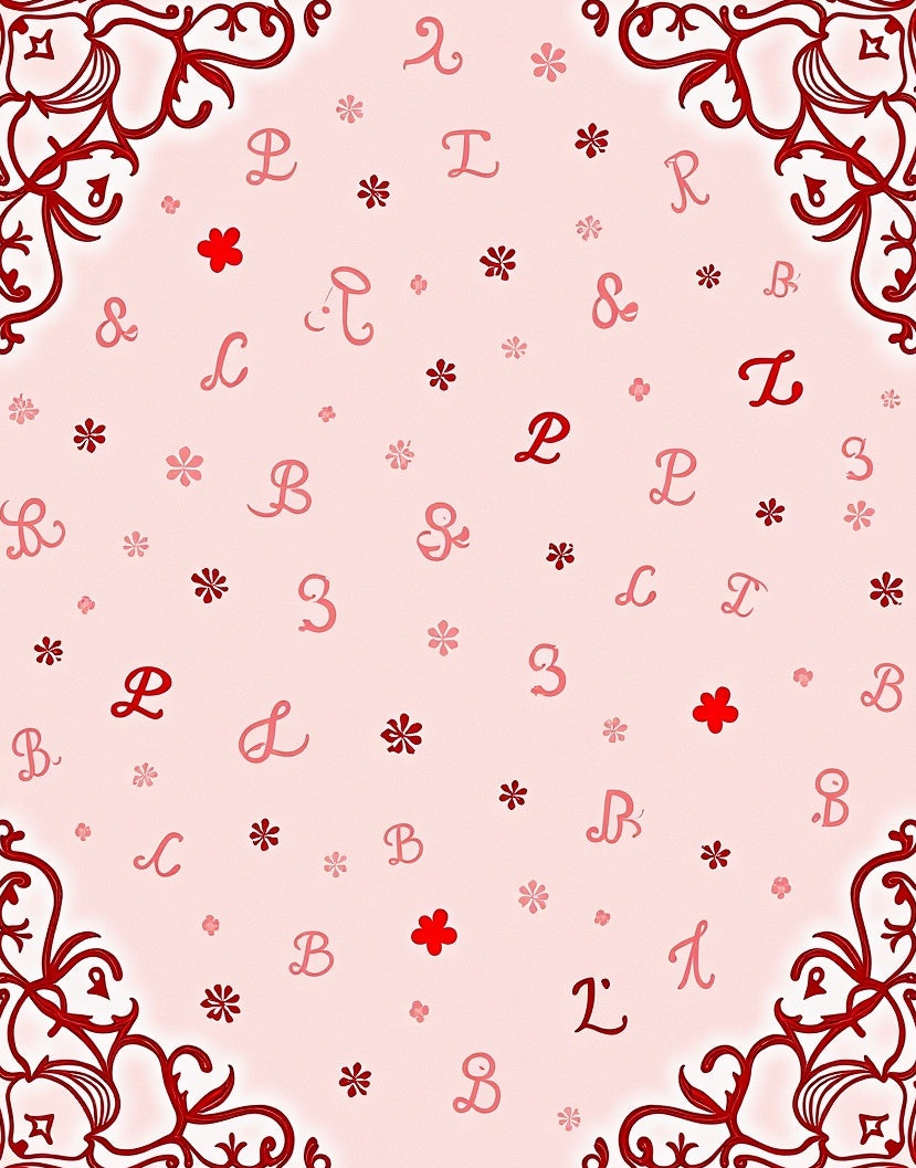 Crimson Floral Monogrammed Lattice Rug