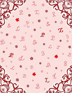 Crimson Floral Monogrammed Lattice Rug