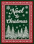 Festive Green Snowy Evergreen Christmas Rug