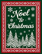 Festive Green Snowy Evergreen Christmas Rug