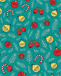 Red Yellow Christmas Ornaments Pine Sprigs Rug