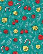 Red Yellow Christmas Ornaments Pine Sprigs Rug