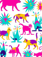 Vibrant Pink Yellow Purple Animal Burst Rug