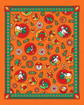 Orange Whimsical Folk Art Creatures Rug