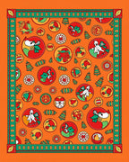 Orange Whimsical Folk Art Creatures Rug