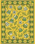 Golden Yellow Floral Bell Border Rug