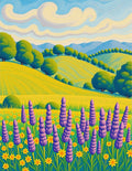 Lush Purple Lavender Field Landscape Rug