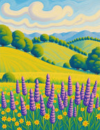 Lush Purple Lavender Field Landscape Rug