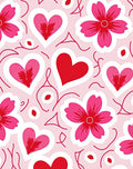 Pink Red Heart Flower Garland Rug