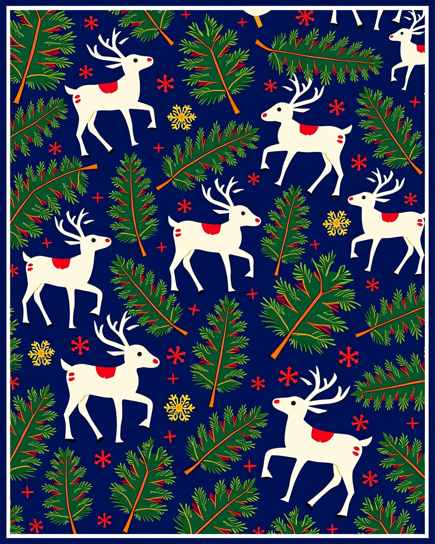 Whimsical White Deer Forest Christmas Rug