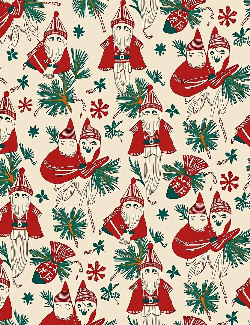 Nodding Tomte Pinecone Carolers Rug