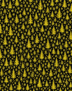 Golden Pine Trees and Stars Rug