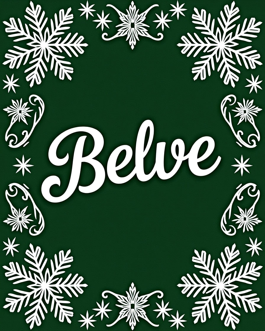 White Snowflake Festive Border Rug