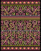 Pink Yellow Swirl Tribal Band Rug