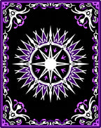 Purple White Sunburst Mandala Border Rug