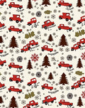 Red Truck Christmas Tree Snowflakes Rug