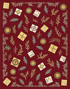 Crimson Golden Leaf Gift Collage Rug