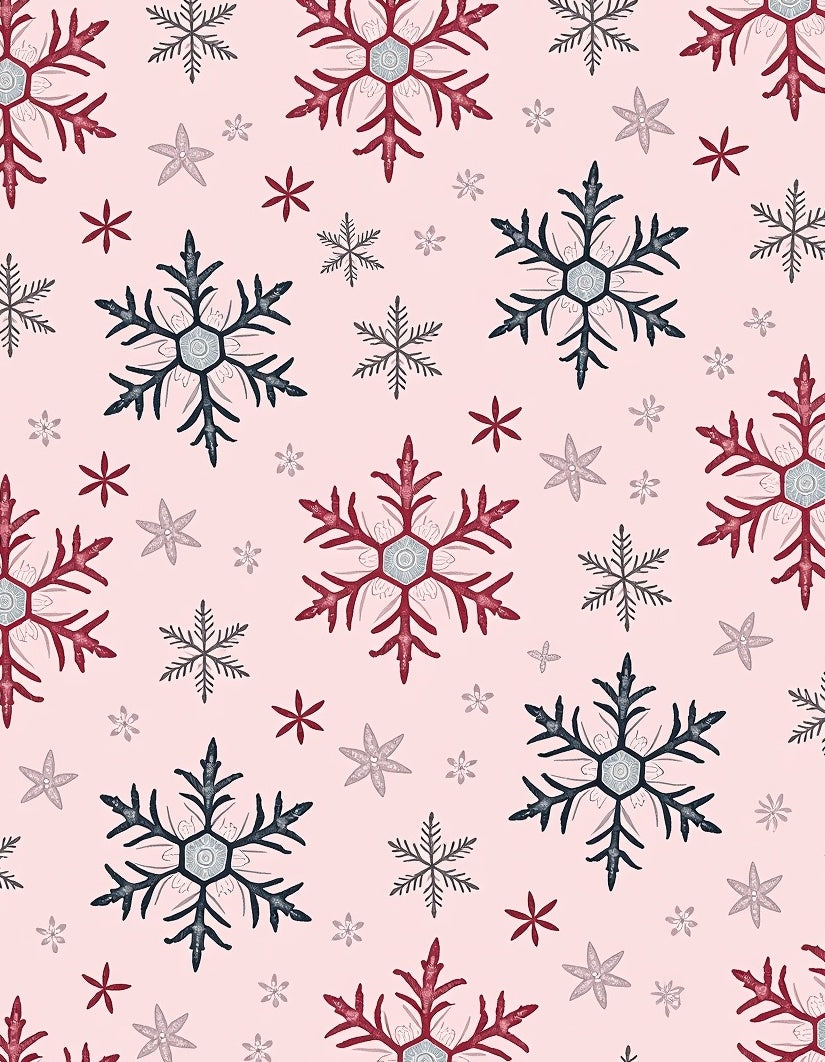 Deep Red Gray Snowflake Cluster Rug