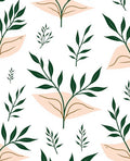 Dark Green Leafy Branches Beige Shapes Rug
