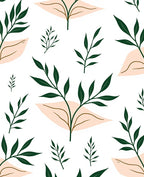 Dark Green Leafy Branches Beige Shapes Rug