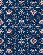 Navy Rose Snowflake Medallion Rug