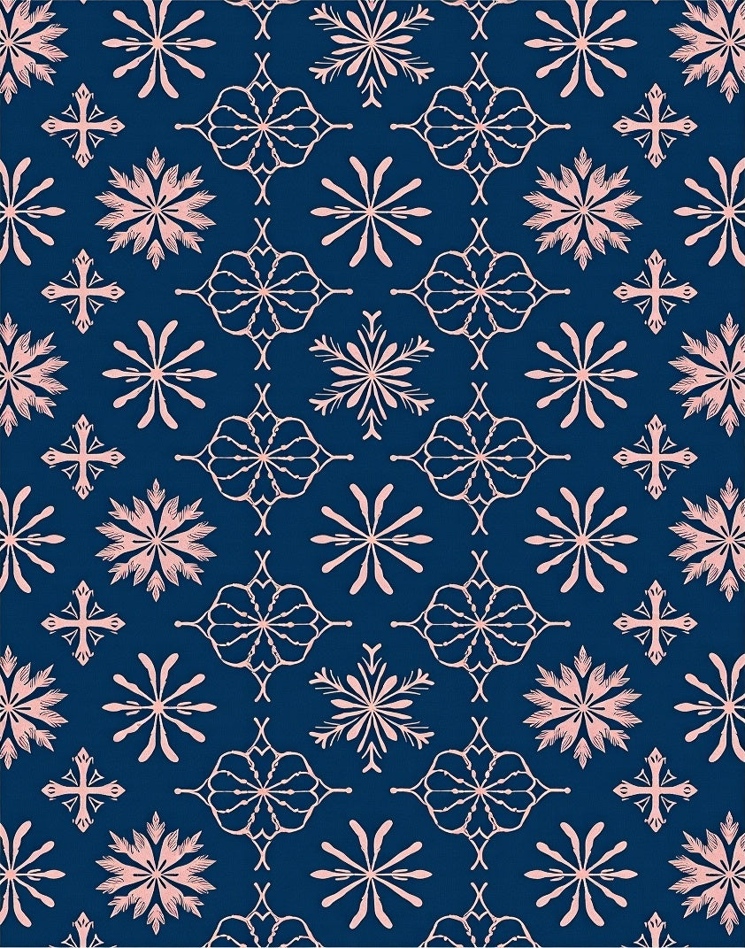 Navy Rose Snowflake Medallion Rug