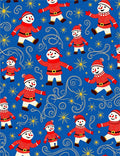 Happy Snowman Red Blue Starburst Rug