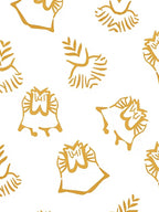 Golden Stylized Owl Medallion Rug