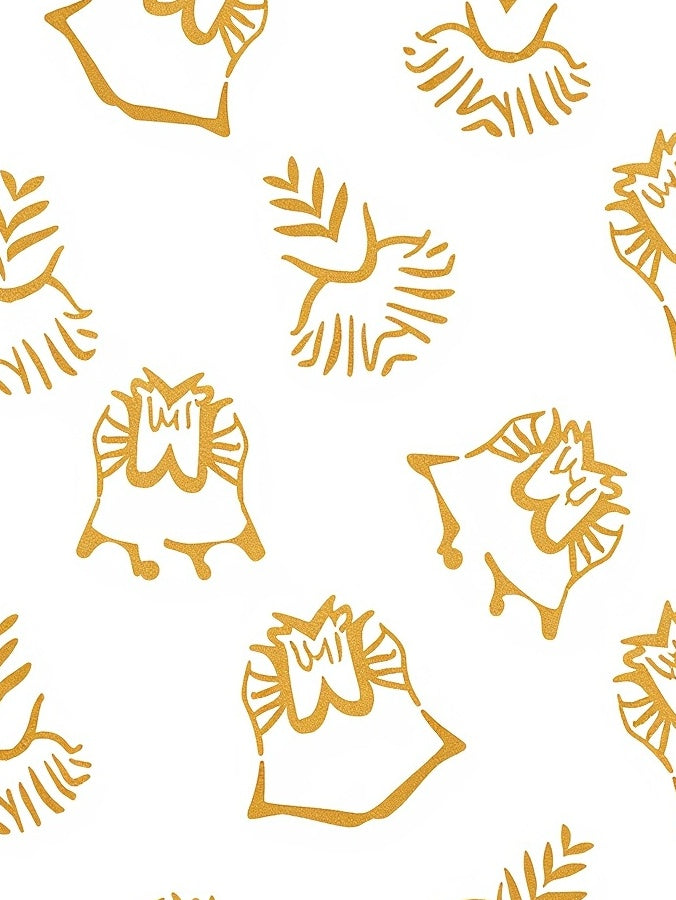 Golden Stylized Owl Medallion Rug