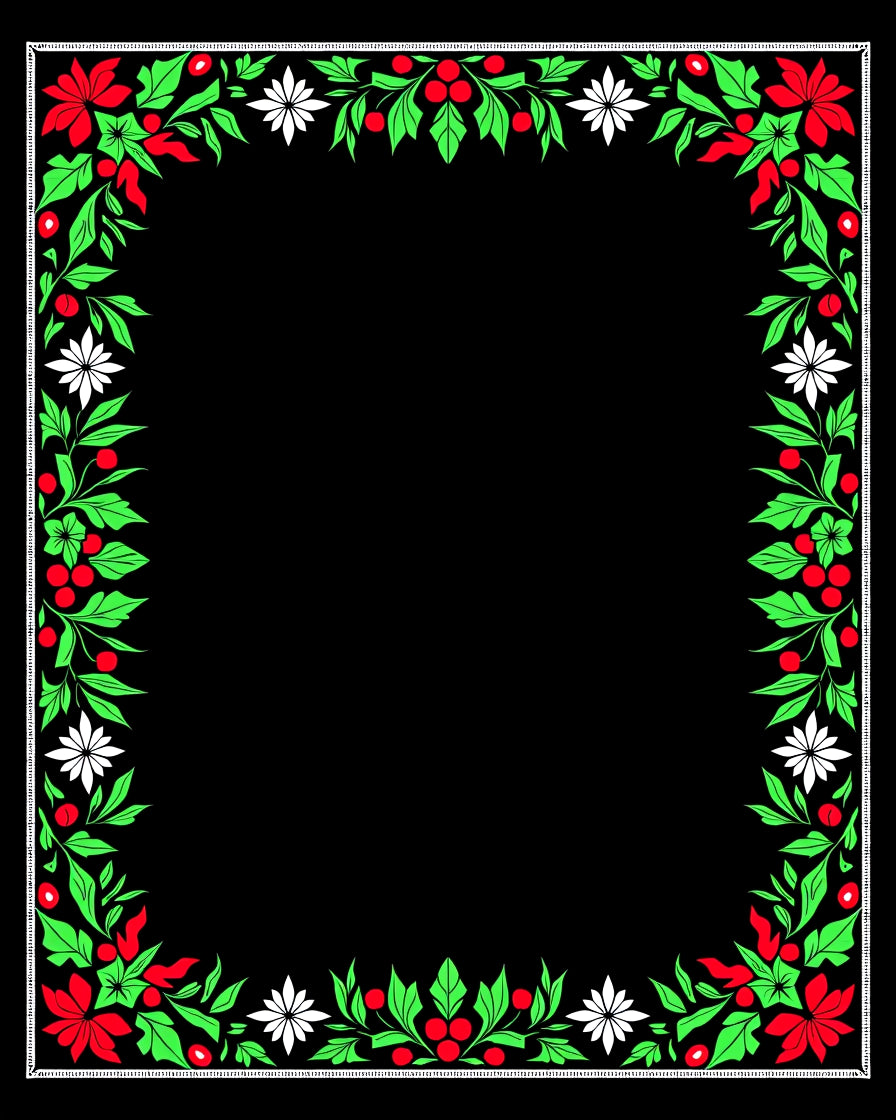 Holly Berry Floral Border Rug
