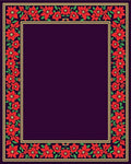Rich Red Floral Border Plum Background Rug