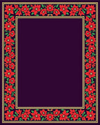 Rich Red Floral Border Plum Background Rug