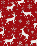 Crimson Reindeer Snowflake Collage Rug