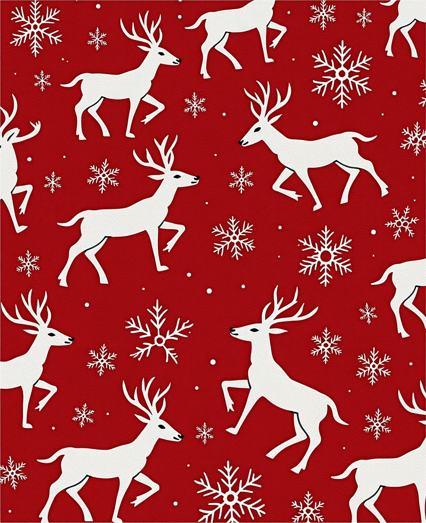 Crimson Reindeer Snowflake Collage Rug