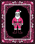 Hot Pink Santa Ornamented Border Rug