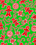 Red Gingerbread Man Swirls and Flowers Rug