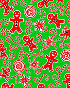 Red Gingerbread Man Swirls and Flowers Rug