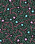 Whimsical Pink Aqua Foliage Ribbon Rug