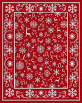 Red White Snowflake Reindeer Winter Border Rug