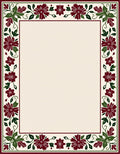 Crimson Green Floral Vine Border Rug