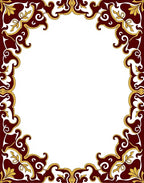 Crimson Gold Floral Scroll Border Rug