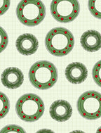 Green Pine Wreath Red Berry Scatter Rug