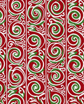 Crimson Green Swirl Vertical Stripe Rug
