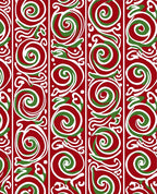 Crimson Green Swirl Vertical Stripe Rug