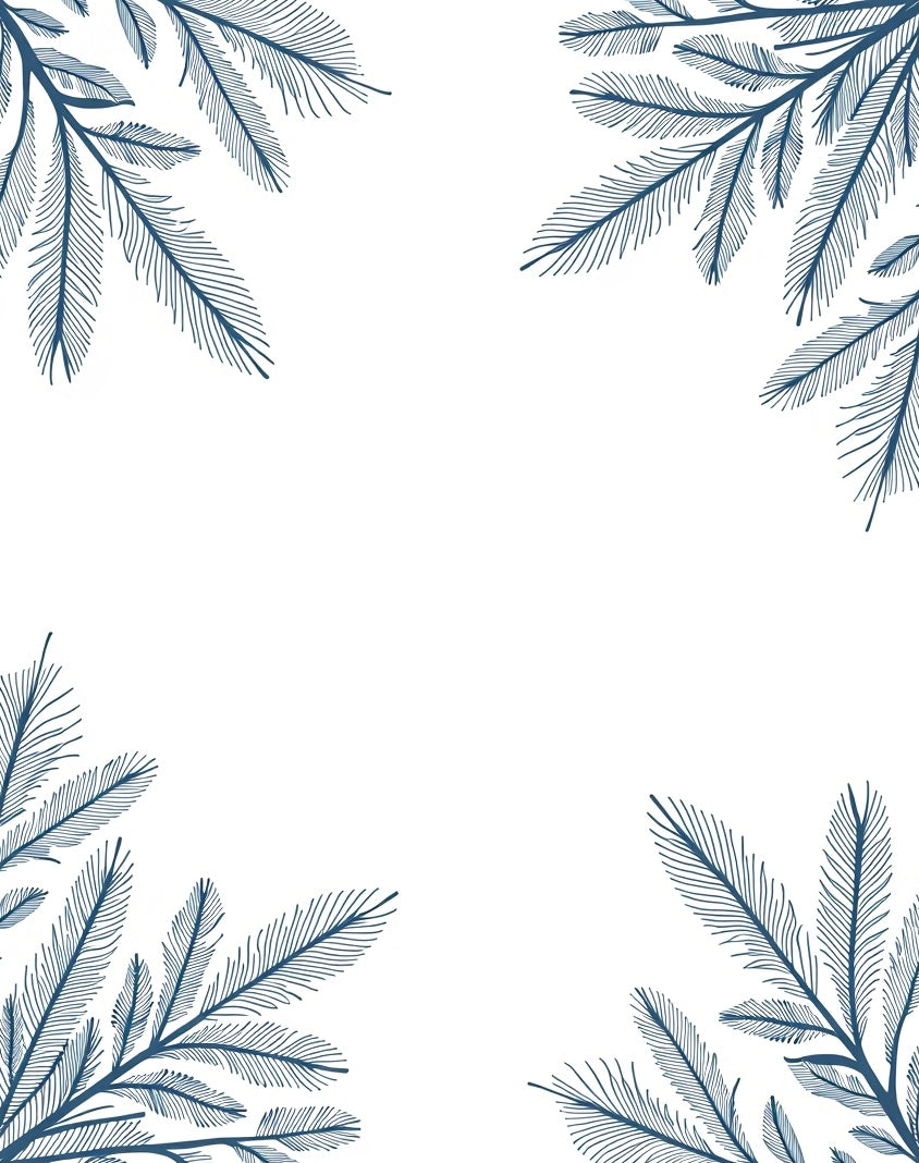 Deep Blue Feathered Branch Corner Accent Rug
